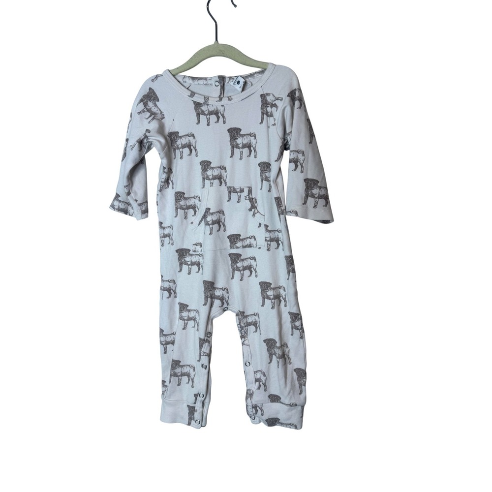 Kate Quinn Romper Baby Girls 18-24 Months Pug Dog Print Organic Cotton One Piece